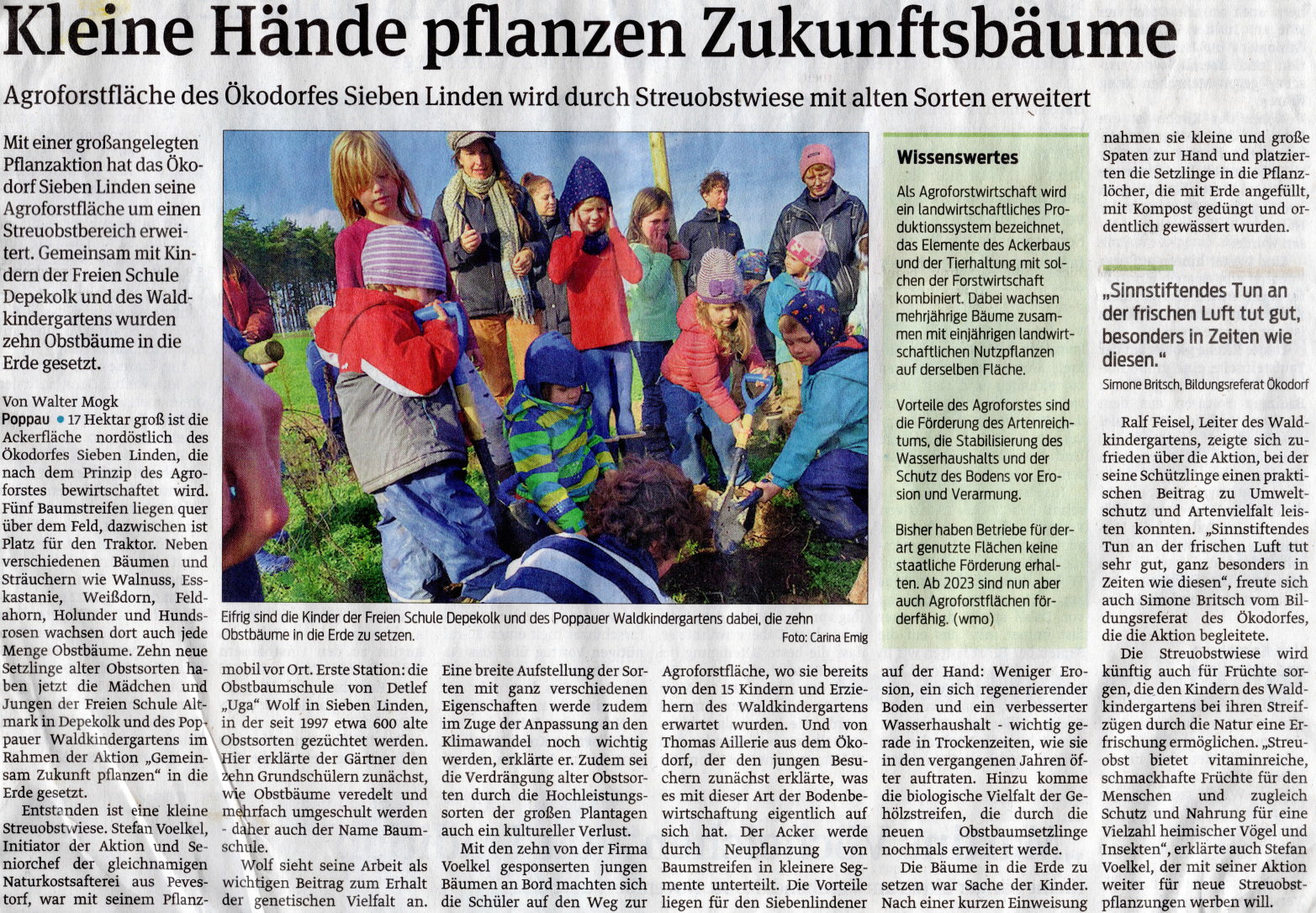 2022 12 12 22 47 09 Zeitungsartikel Kleine Hnde pflanzen Zukunftsbume Kltzer Rundschau 12112022